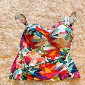 Liz Claiborne Electric Floral Swim suit Top 24 W